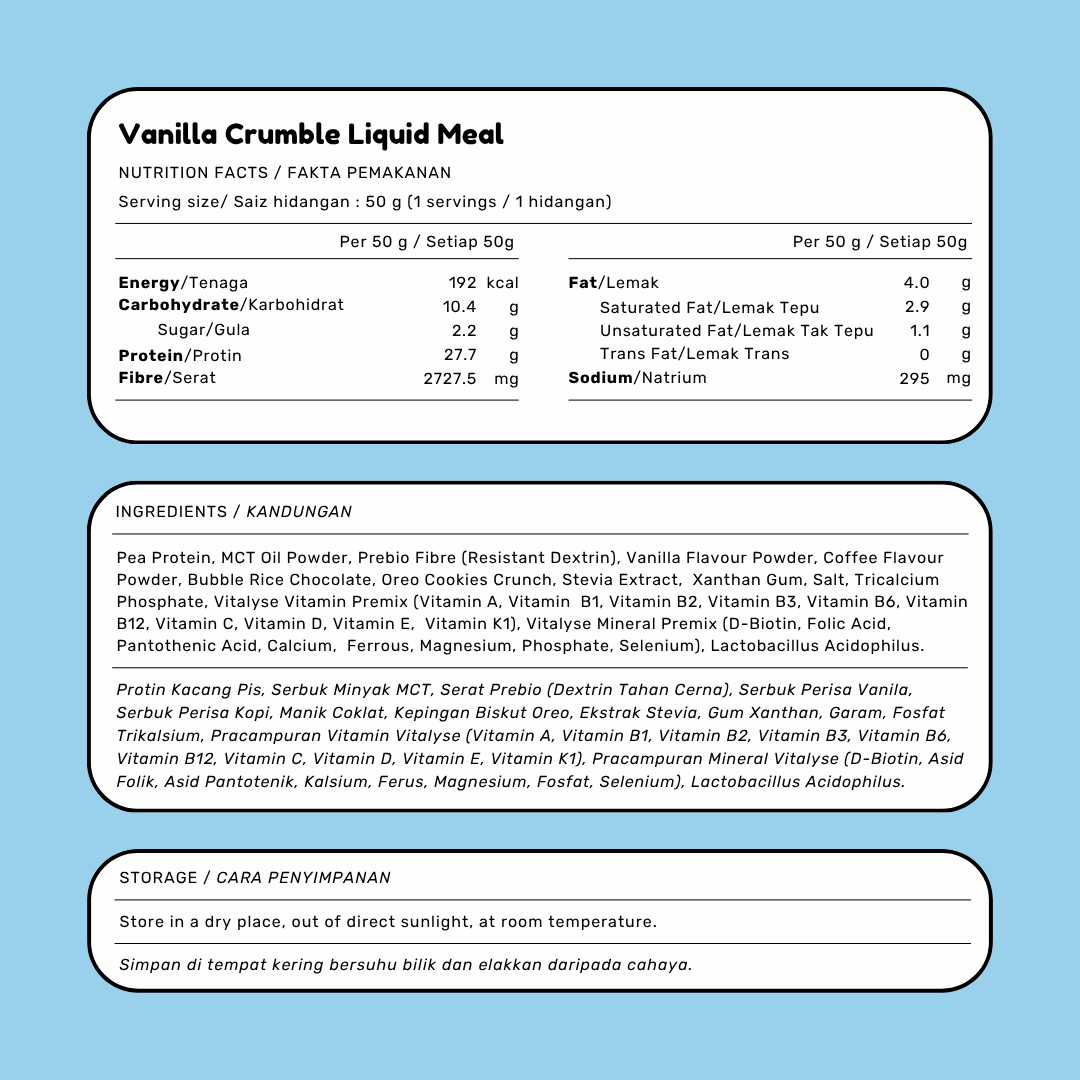 Vanilla Crumble Liquid Meal | Ready in 15s