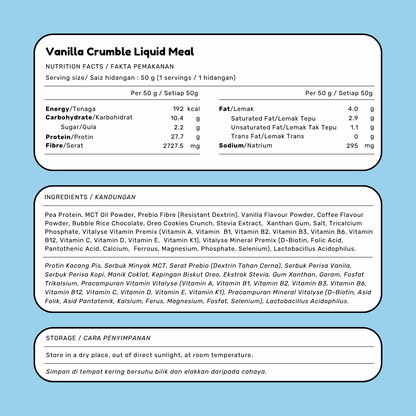 Vanilla Crumble Liquid Meal | Ready in 15s
